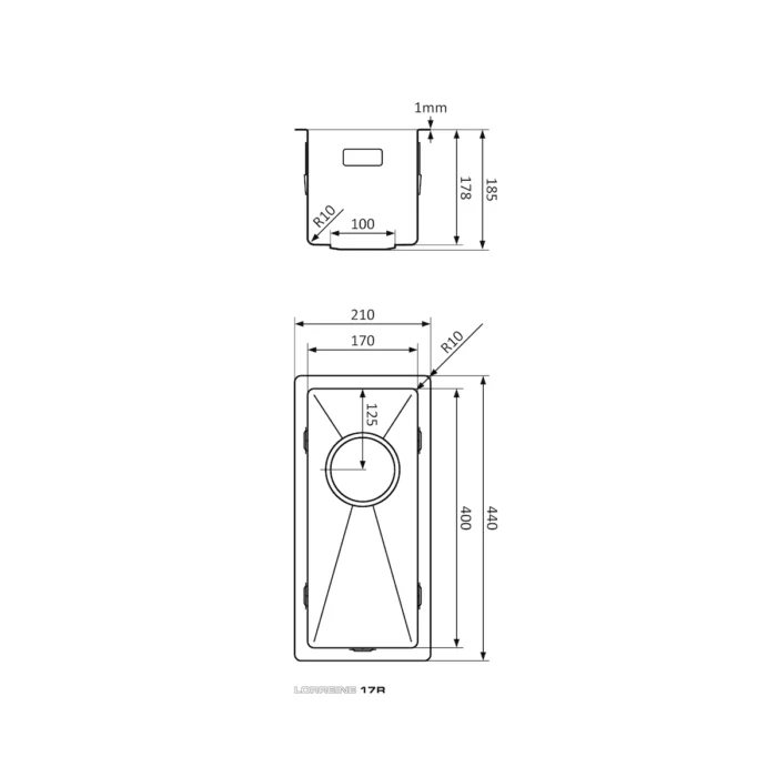 Spoelbak RVS Lorreine 17R - Afbeelding 4