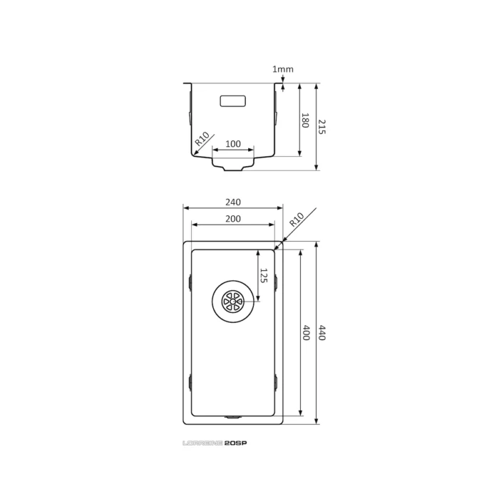 RVS Spoelbak Lorreine 20SP - Afbeelding 2