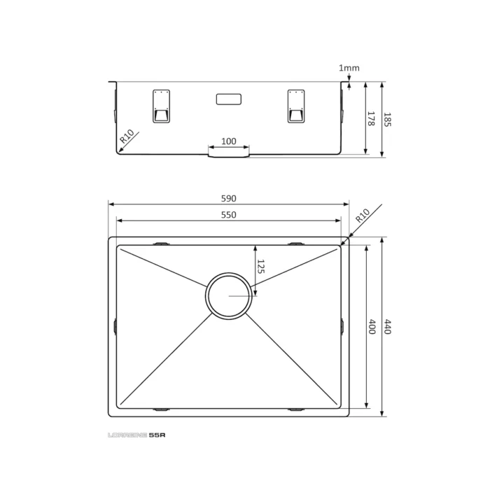 RVS Spoelbak Lorreine 55R - Afbeelding 2
