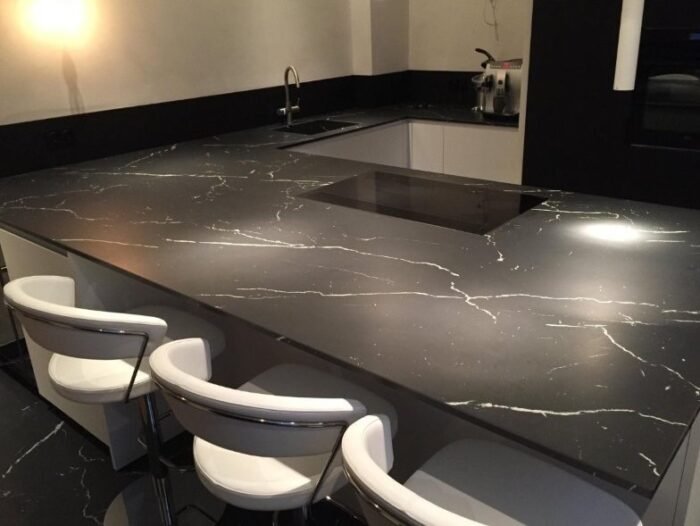 Neolith Nero Marquina Silk keramiek keukenblad - Afbeelding 3